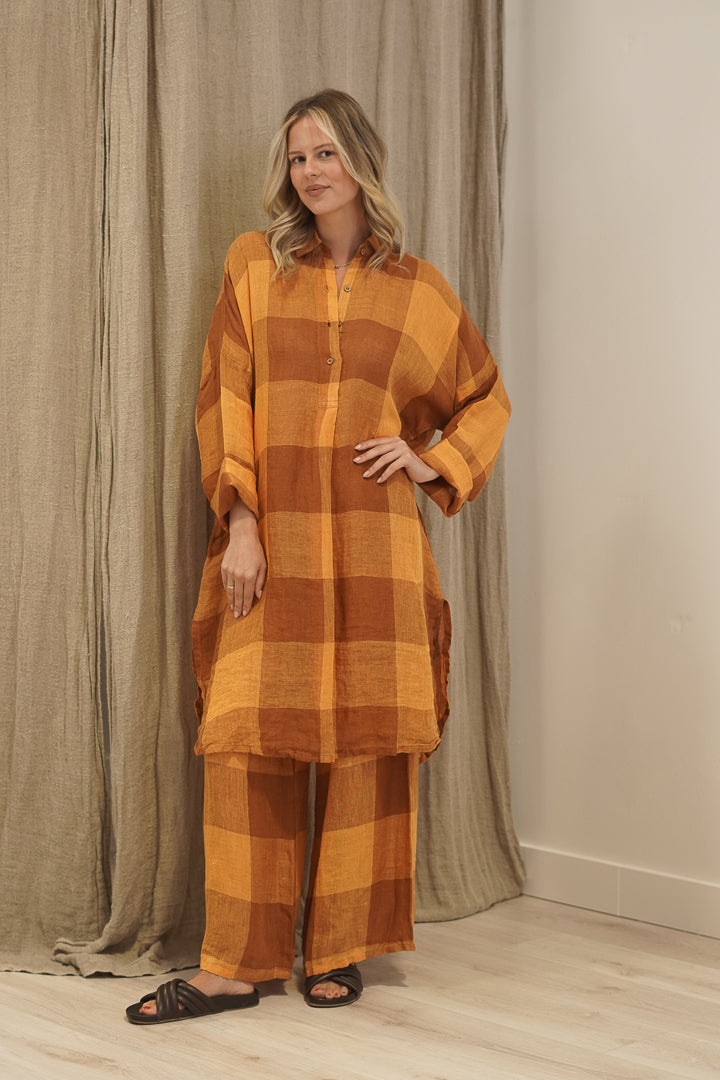 Cristina Shirt Dress Spiced Ochre Check