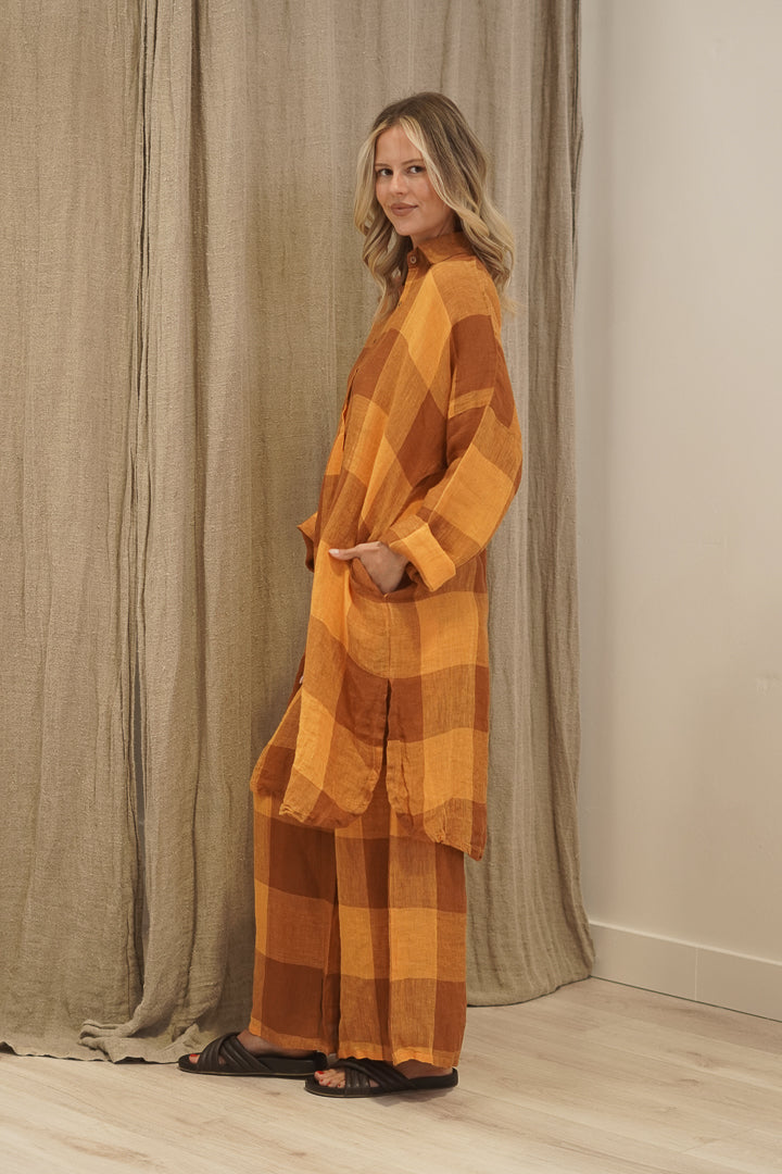 Cristina Shirt Dress Spiced Ochre Check