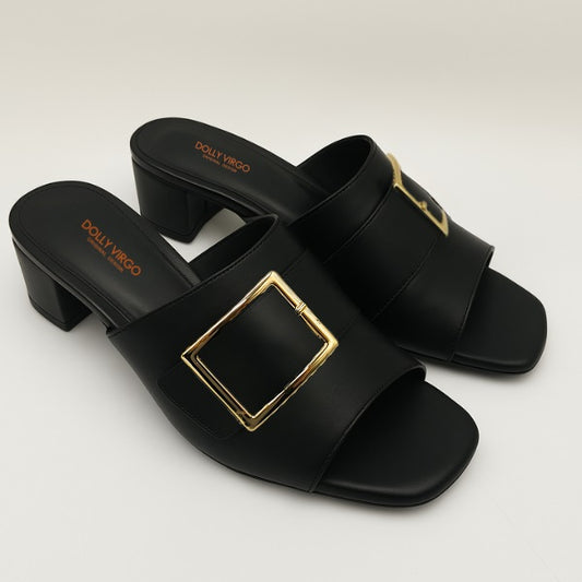 CT7601 BUCKLED BLOCKHEEL MULES