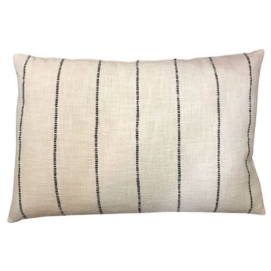 Aryan Handwoven Cotton Cushion Cover Black Stripe