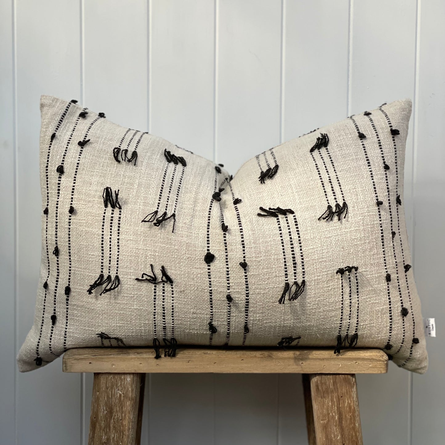 Aryan Handwoven Cotton Cushion Cover Black Jacquard