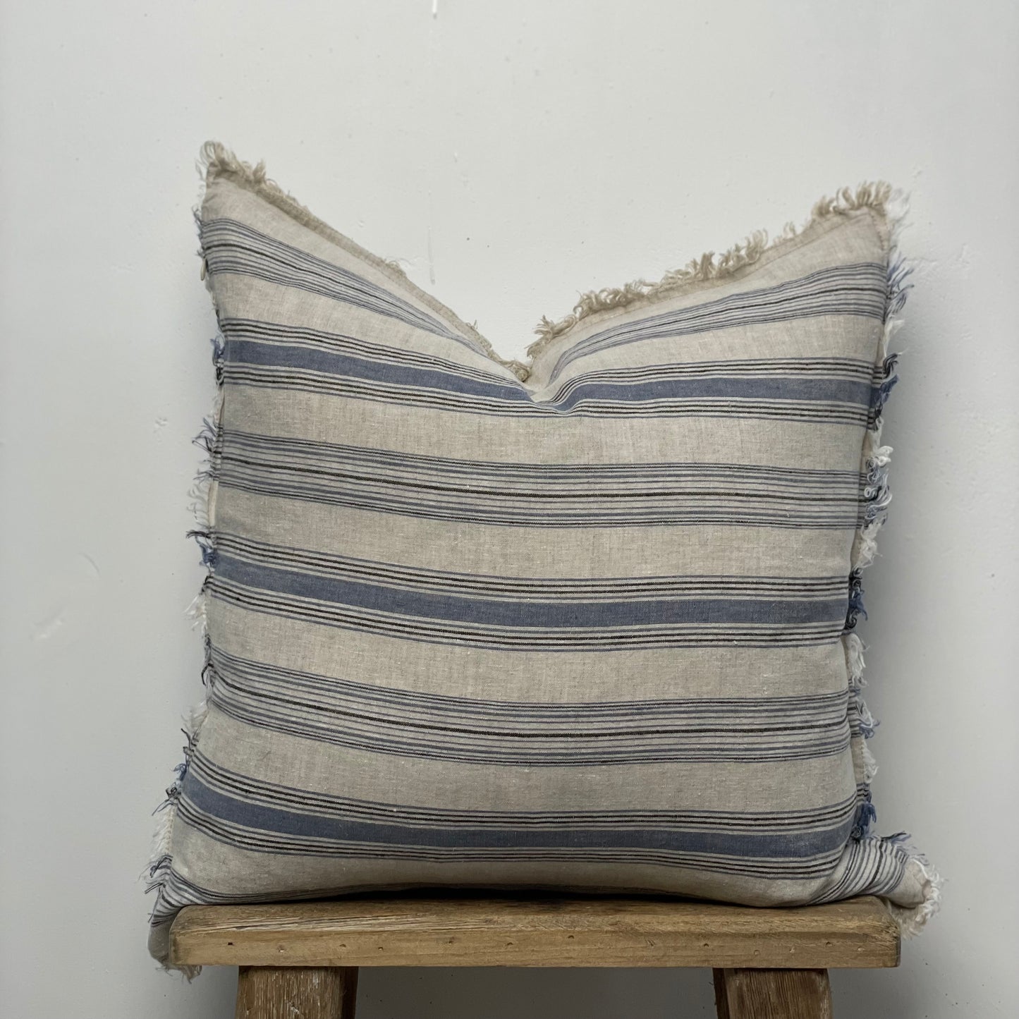 Erika Cushion Cover With Fringe Blue Horizon Stripe 50X50Cm