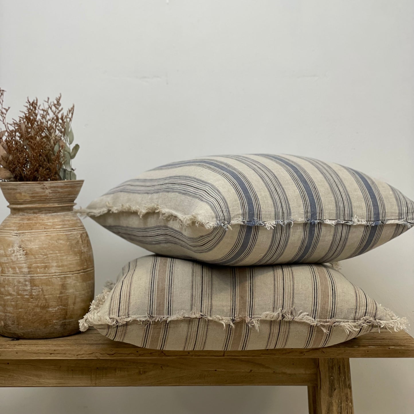 Erika Cushion Cover With Fringe Blue Horizon Stripe 50X50Cm