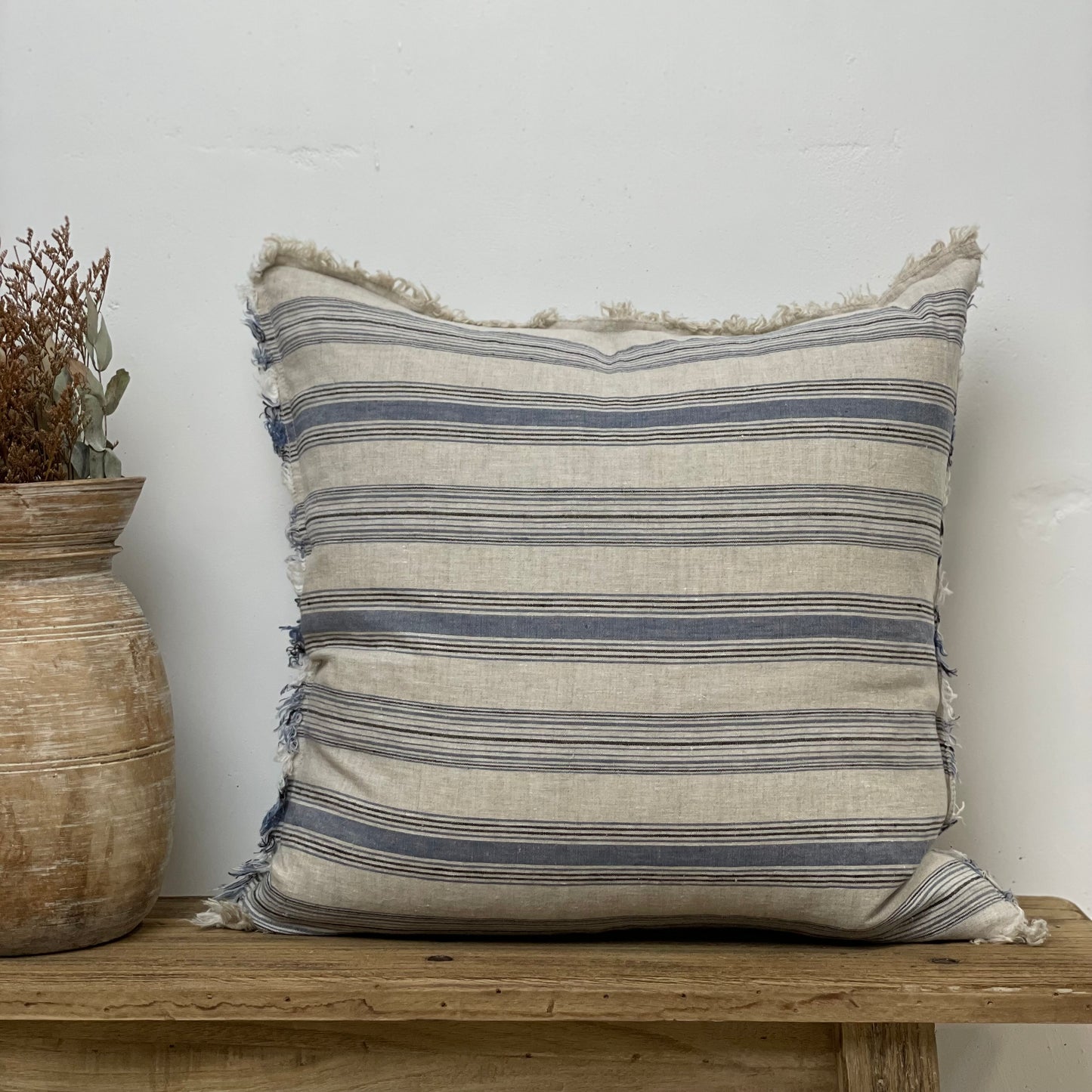 Erika Cushion Cover With Fringe Blue Horizon Stripe 50X50Cm