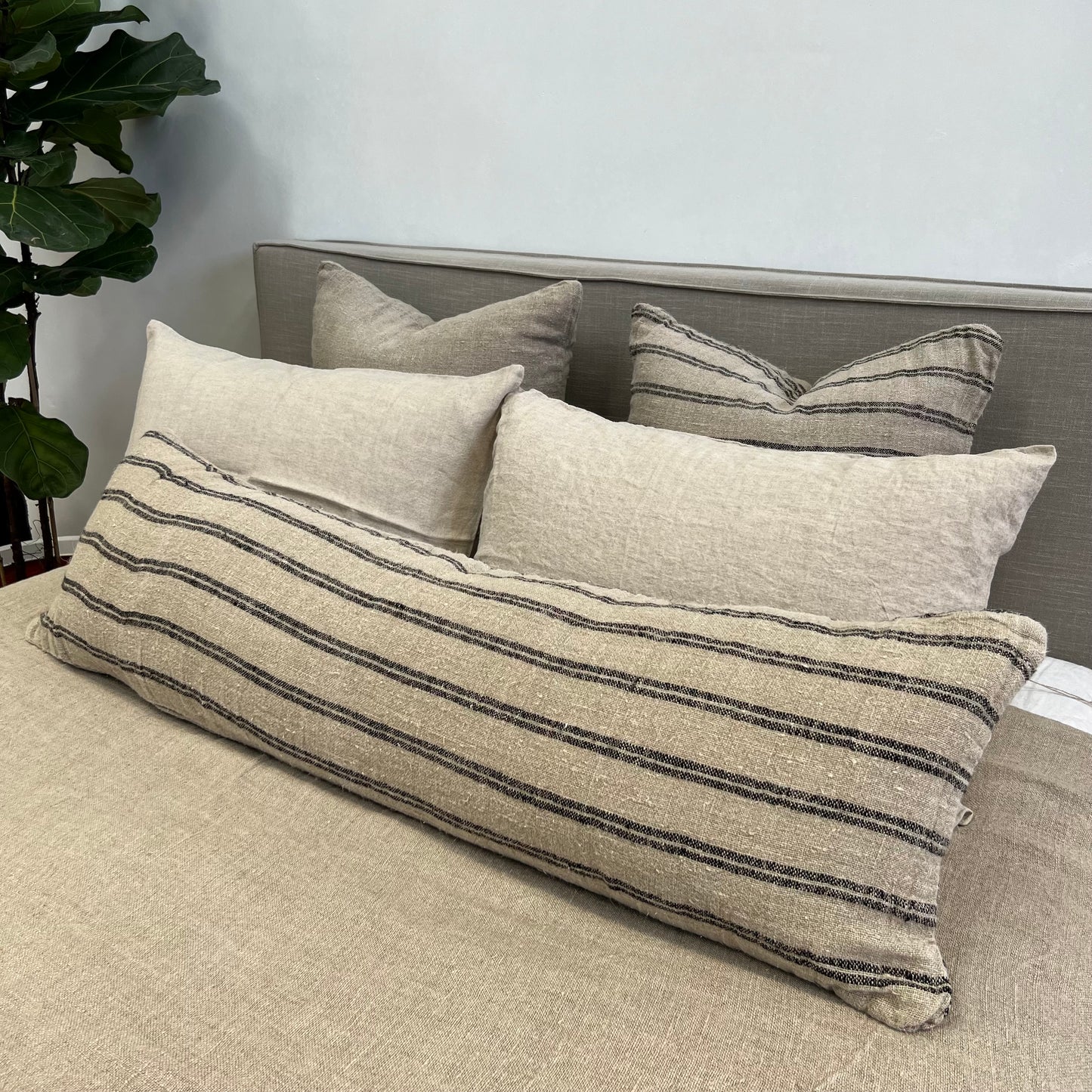 Angaston Handloomed Cushion Cover Black Stripe 40 X 120 Cm