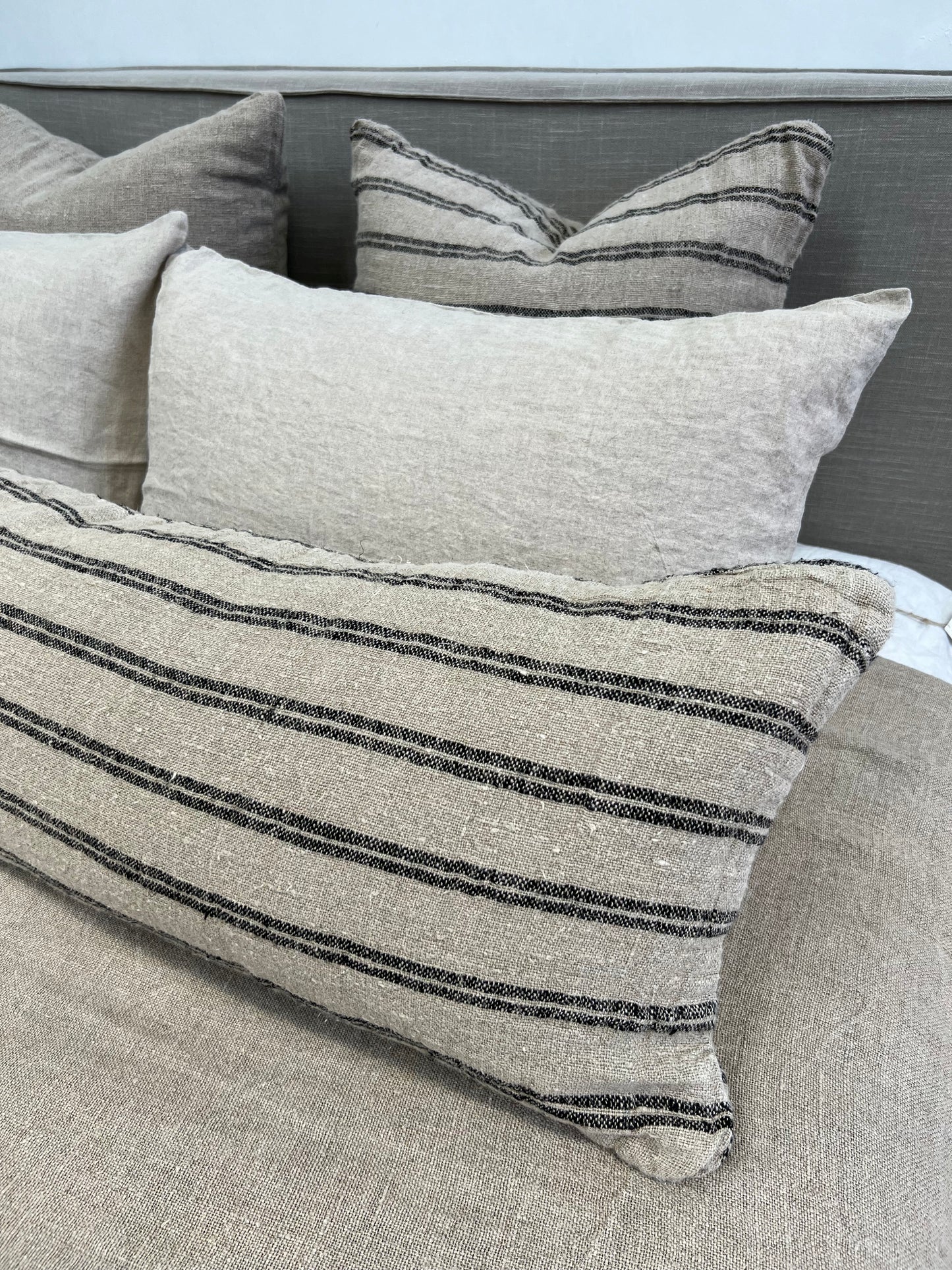 Angaston Handloomed Cushion Cover Black Stripe 40 X 120 Cm