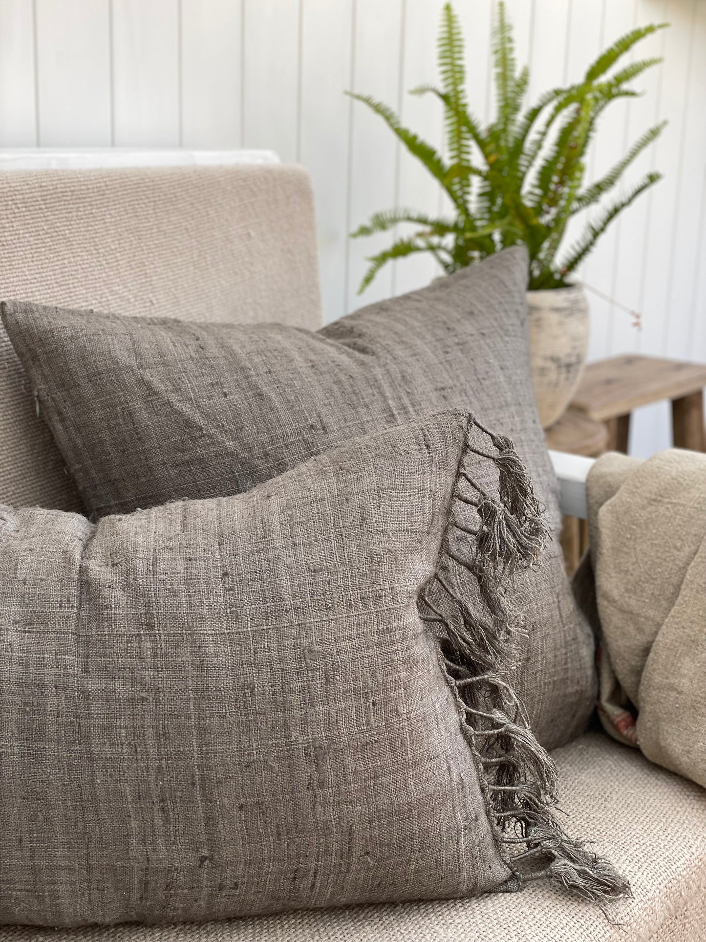 Tussar Wild Silk Cushion Cover - Grey 60 X 60 Cm