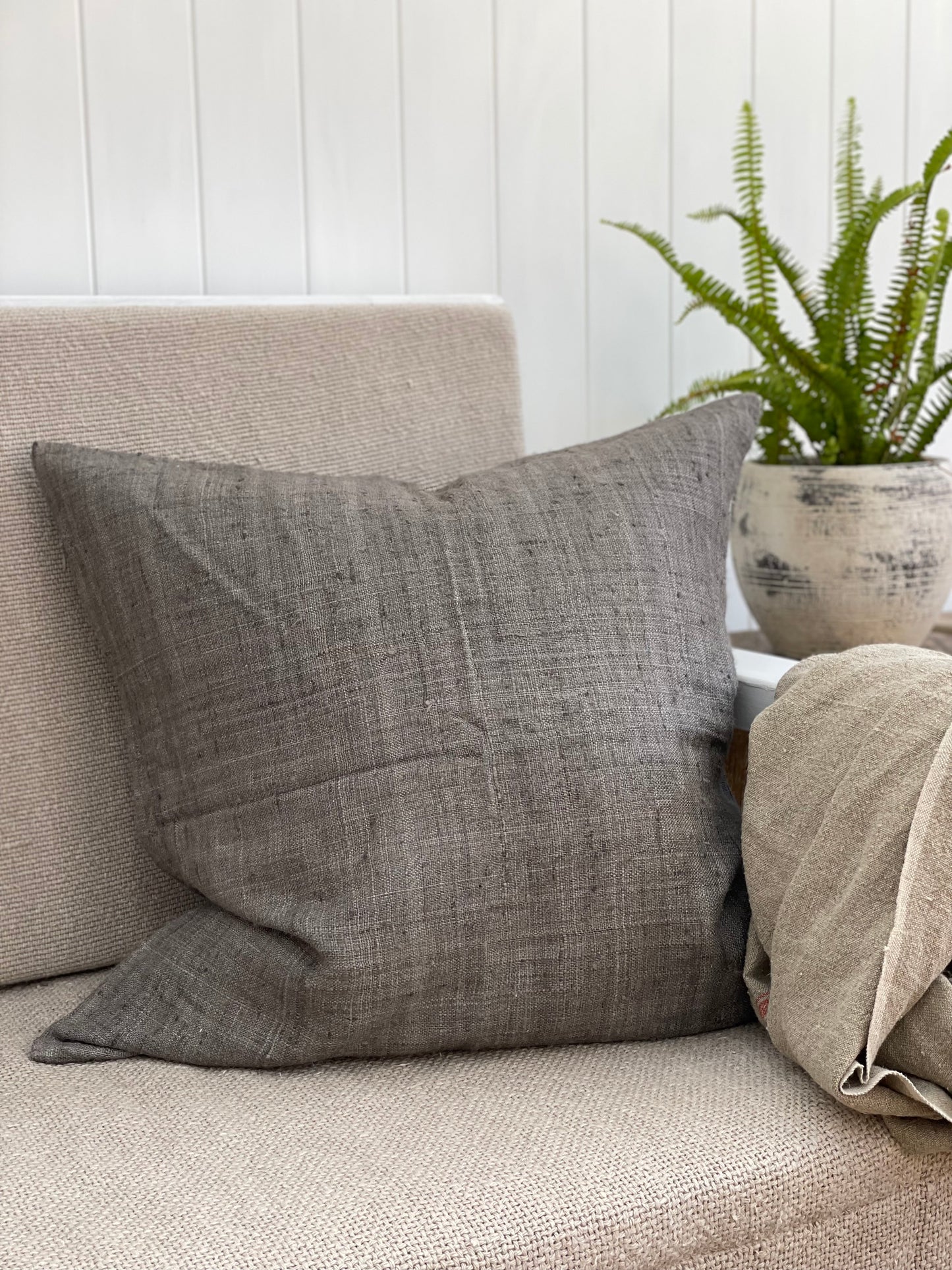 Tussar Wild Silk Cushion Cover - Grey 60 X 60 Cm