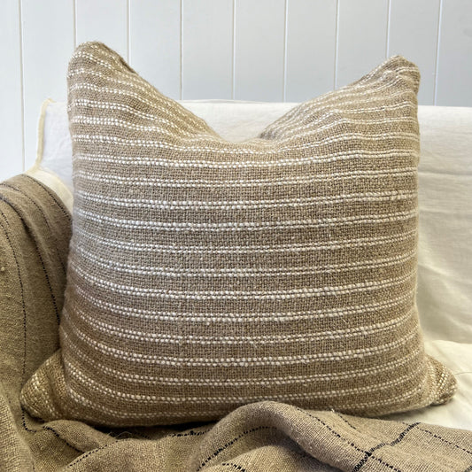 Owen Linen Cushion Cover Ivory & Natural Stripes 50X50Cm