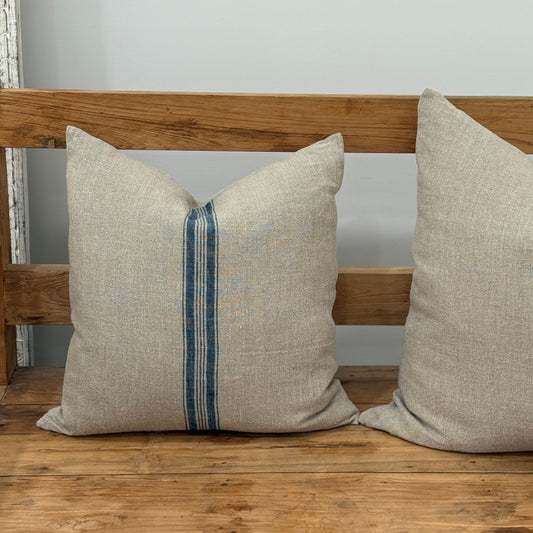 Puro Lino Cushion Cover Blue Stripes 50X50 Cm