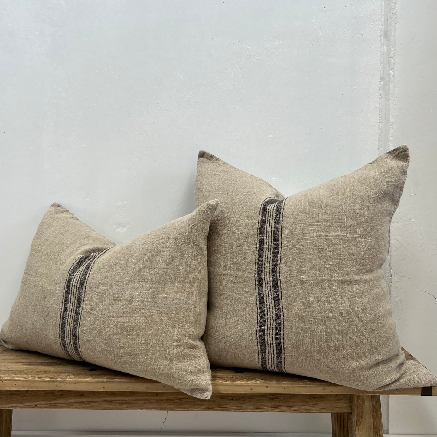 Puro Lino Cushion Cover Charcoal Stripes 60X60Cm