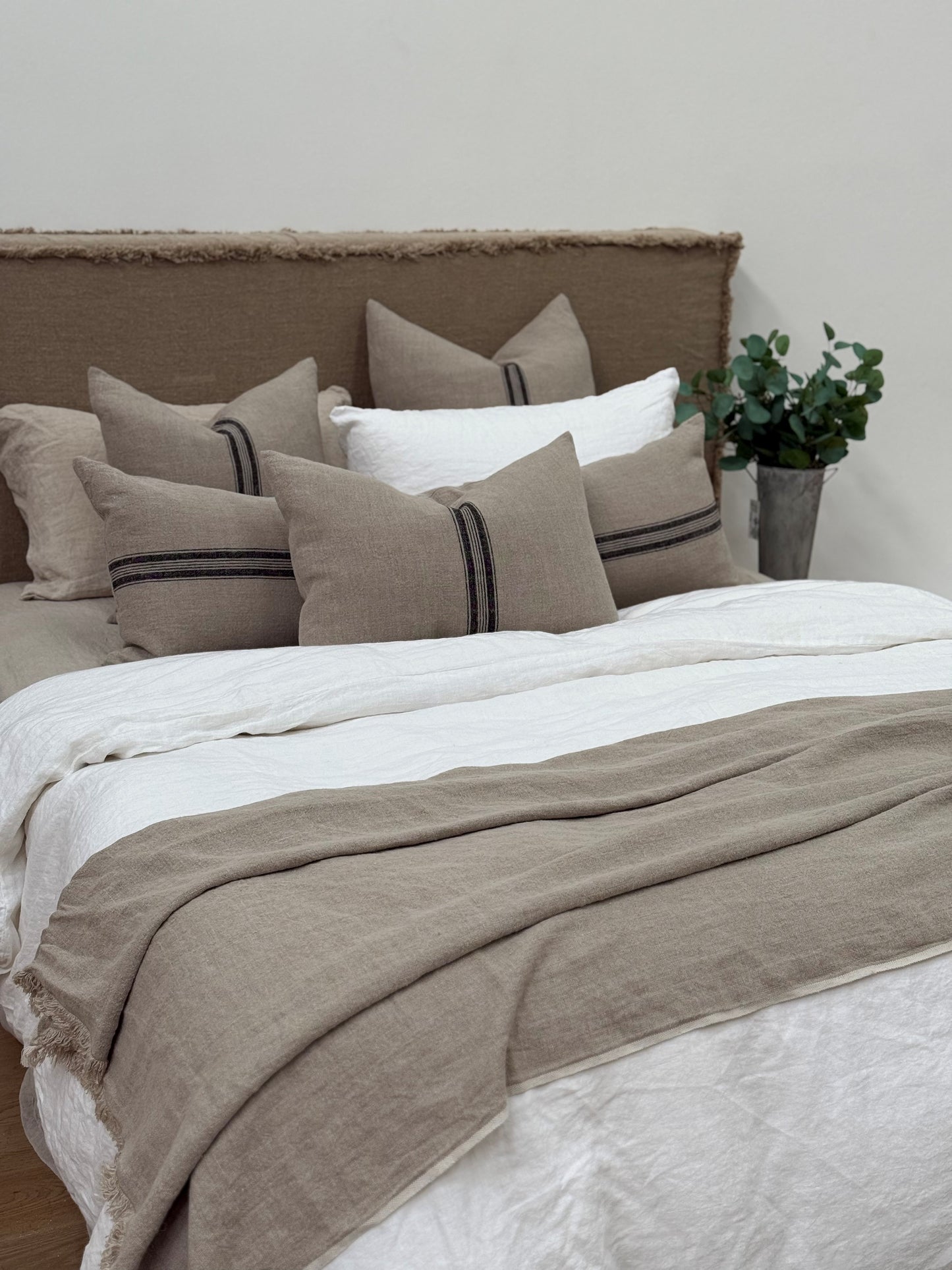 Puro Lino Cushion Cover Charcoal Stripes 40X120Cm
