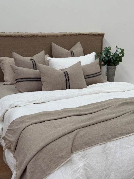 Puro Lino Cushion Cover Charcoal Stripes 40X120Cm