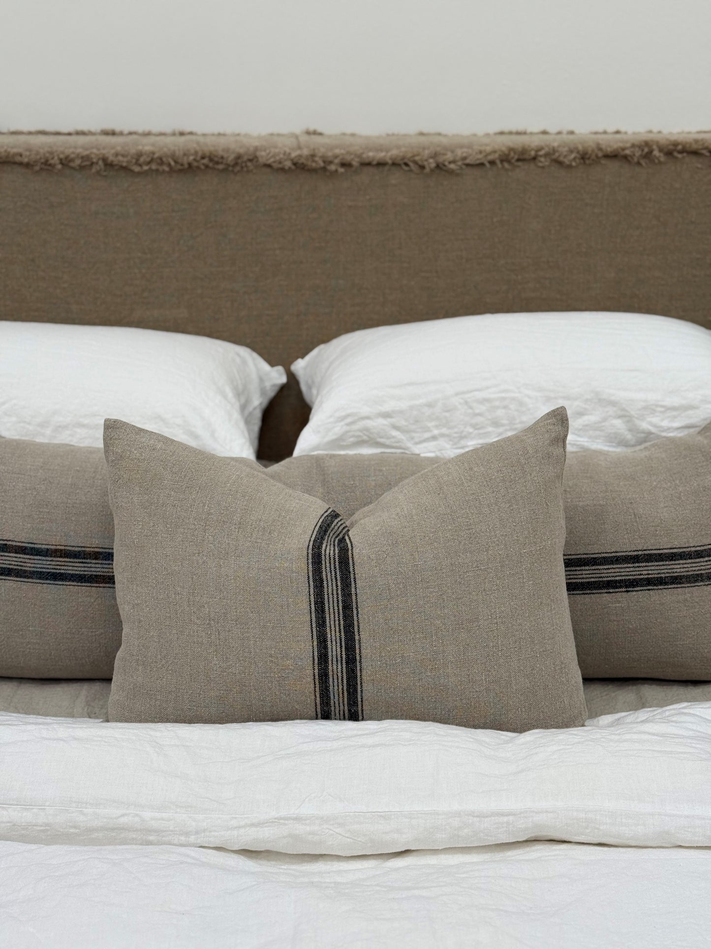 Puro Lino Cushion Cover Charcoal Stripes 40X60Cm
