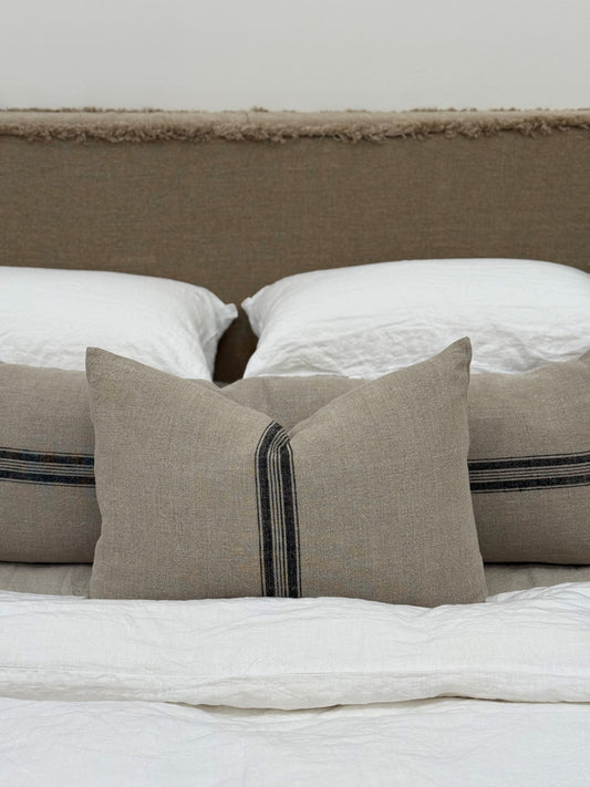 Puro Lino Cushion Cover Charcoal Stripes 40X60Cm