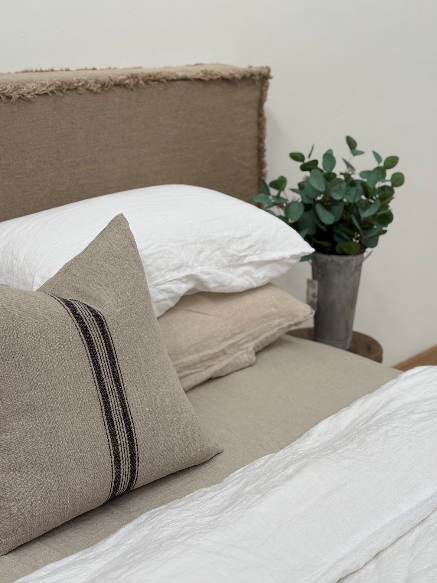 Puro Lino Cushion Cover Charcoal Stripes 50X50Cm
