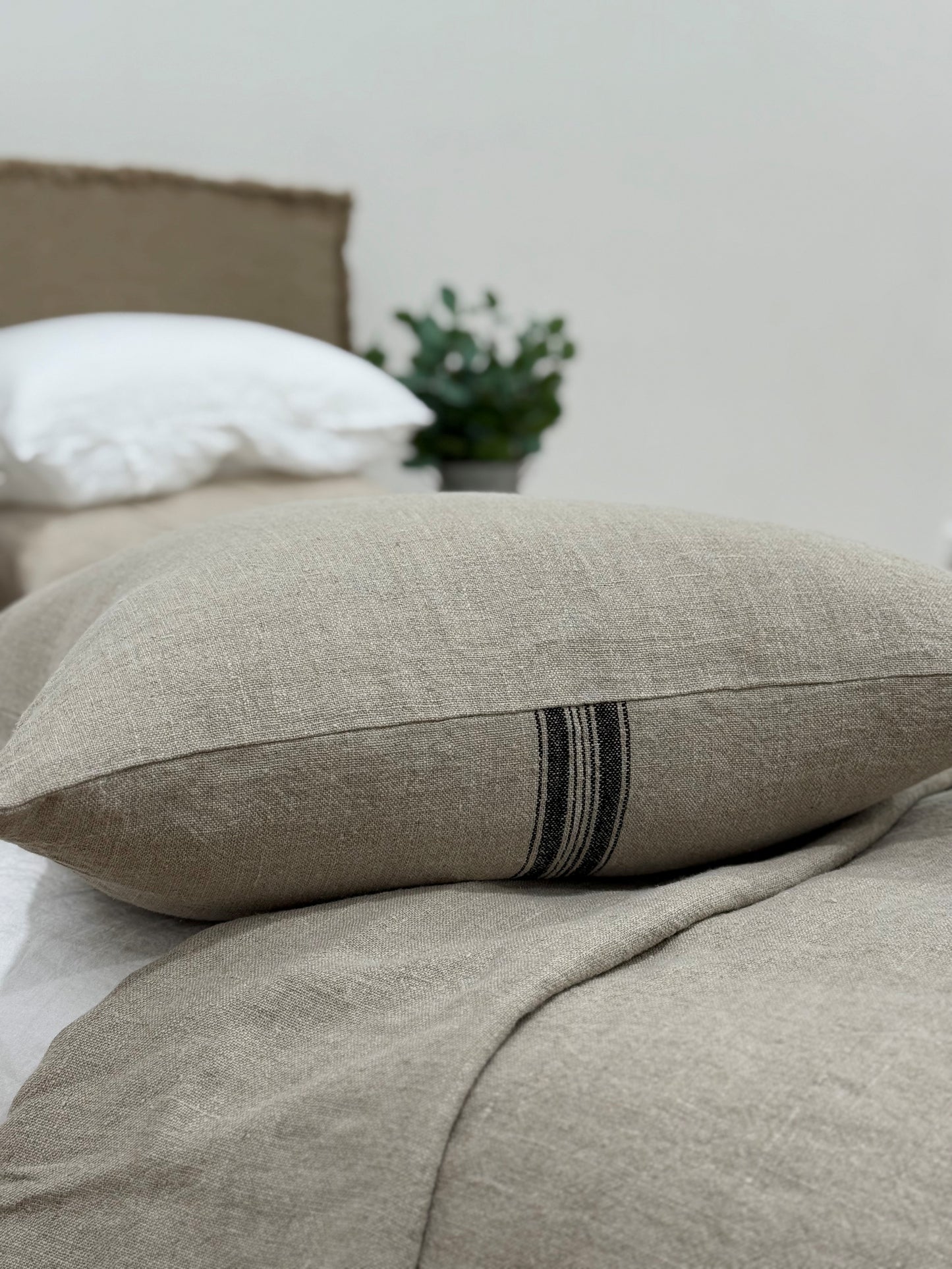Puro Lino Cushion Cover Charcoal Stripes 50X50Cm