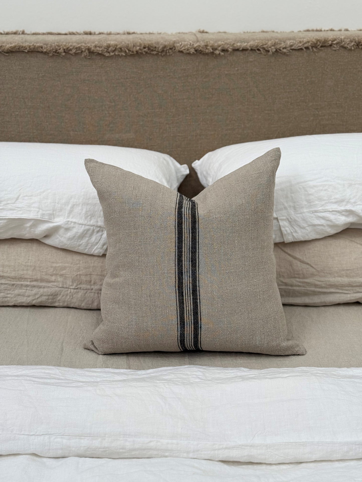 Puro Lino Cushion Cover Charcoal Stripes 50X50Cm