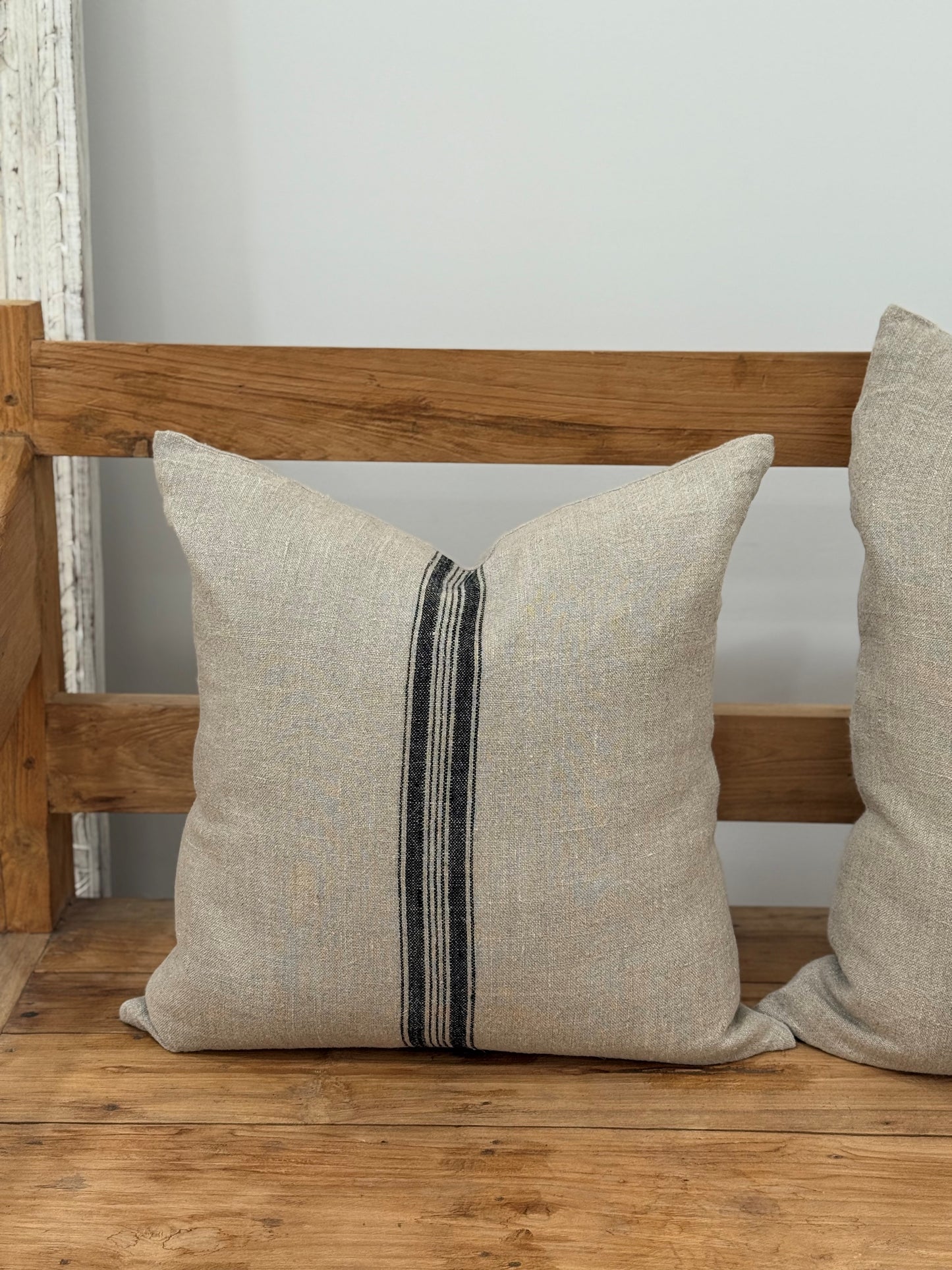 Puro Lino Cushion Cover Charcoal Stripes 50X50Cm
