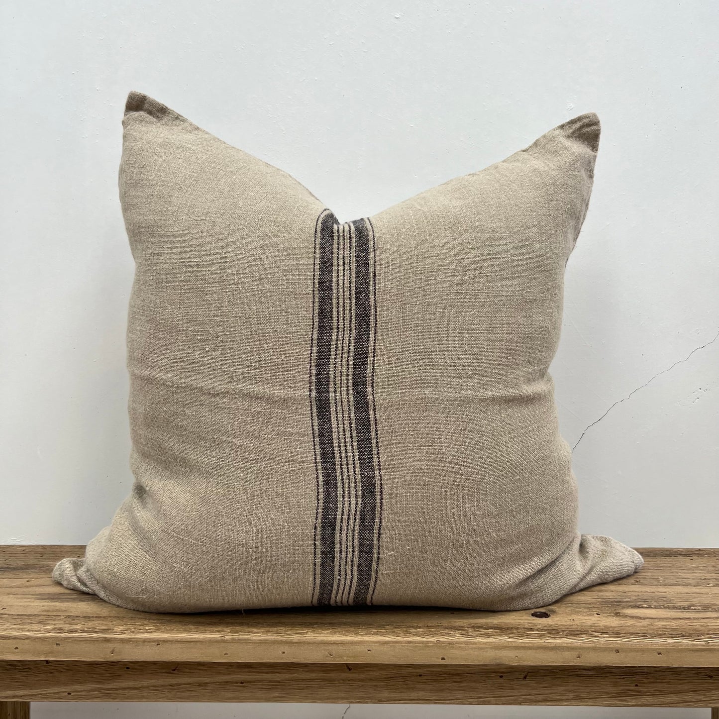 Puro Lino Cushion Cover Charcoal Stripes 60X60Cm