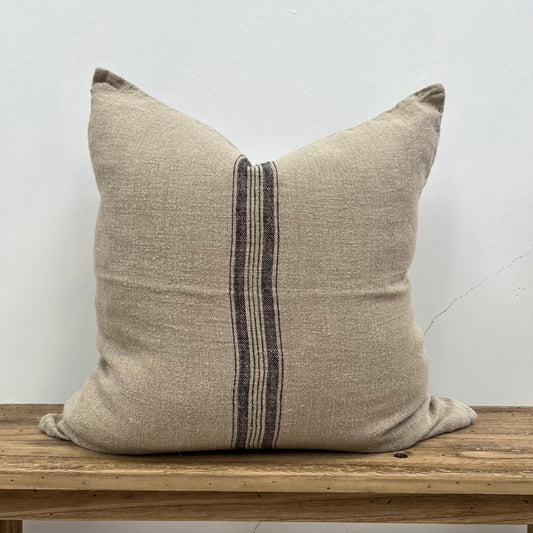Puro Lino Cushion Cover Charcoal Stripes 60X60Cm