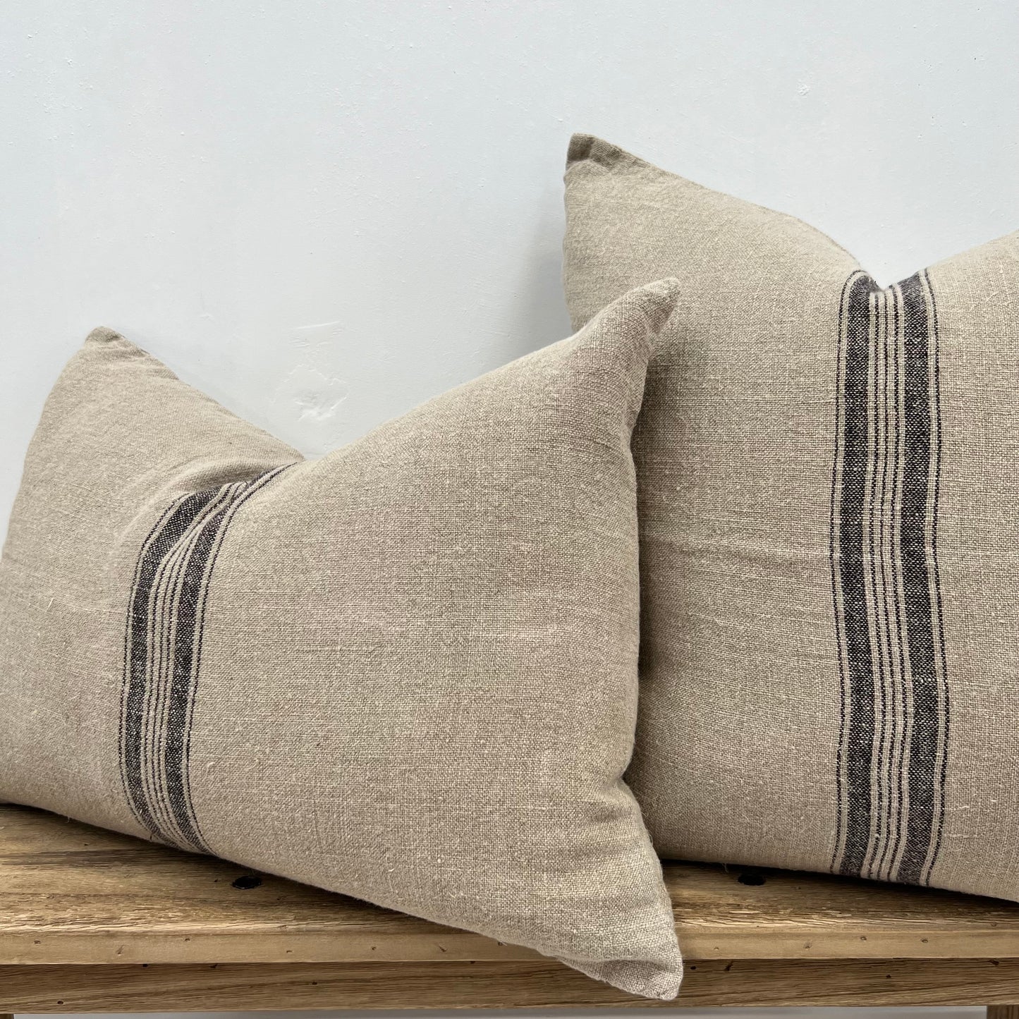 Puro Lino Cushion Cover Charcoal Stripes 60X60Cm