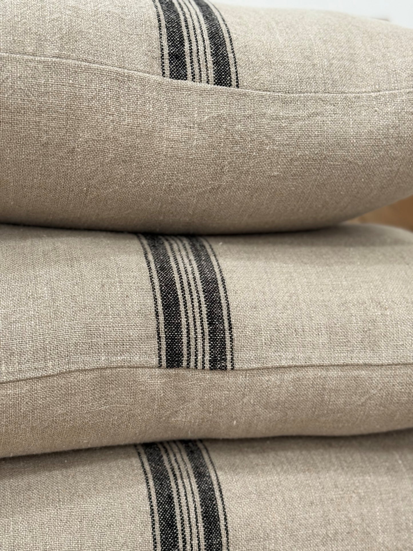 Puro Lino Cushion Cover Charcoal Stripes 50X50Cm
