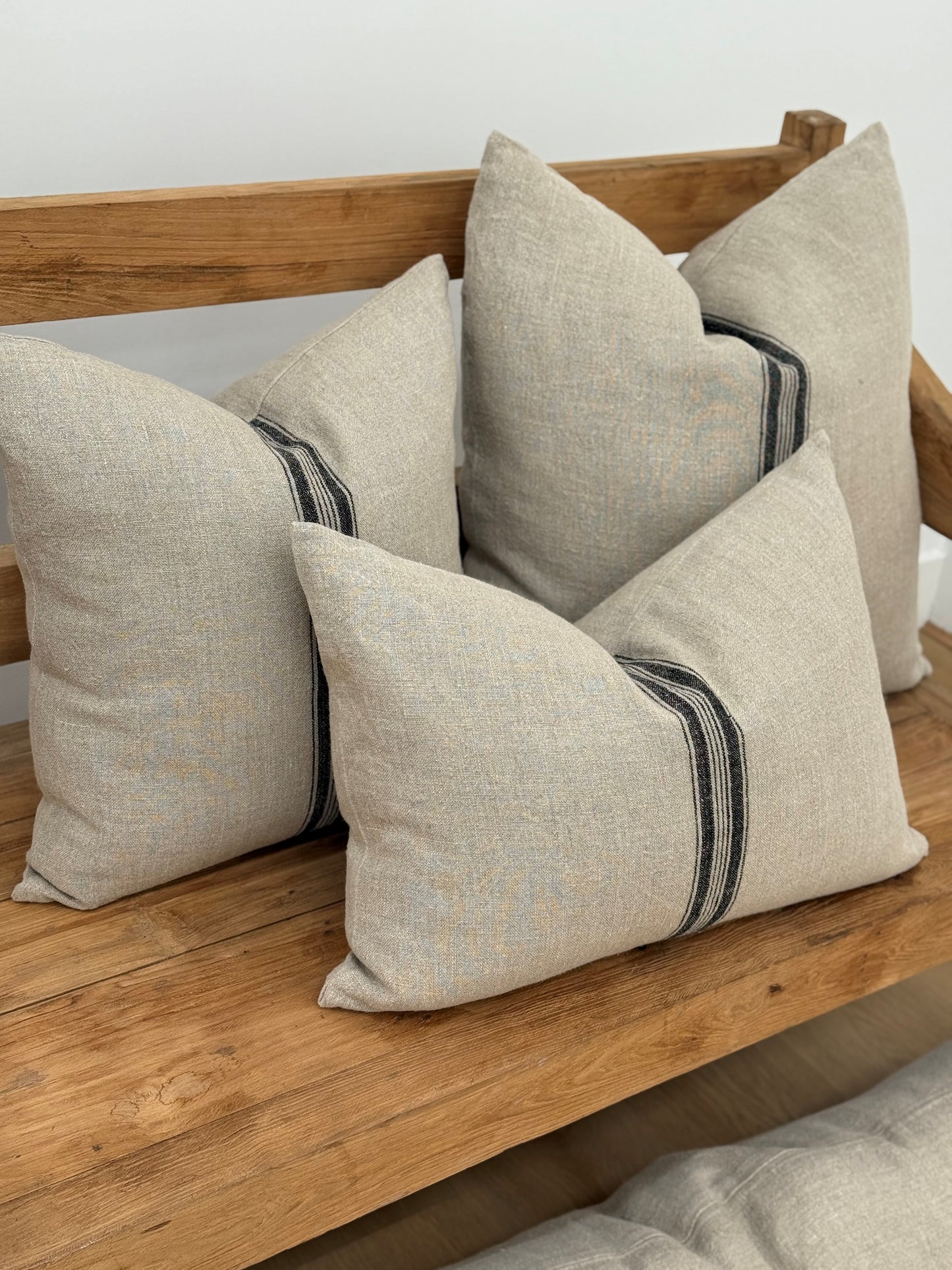 Puro Lino Cushion Cover Charcoal Stripes 40X60Cm