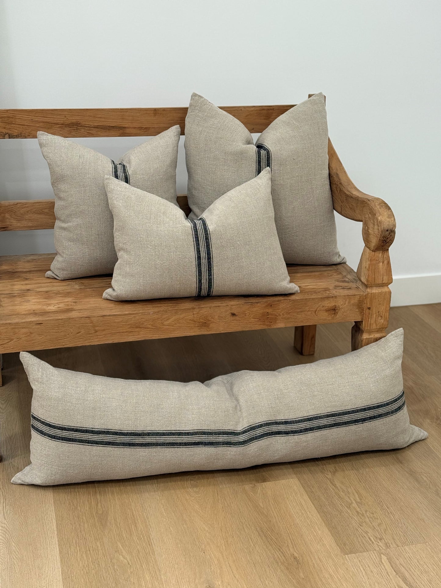 Puro Lino Cushion Cover Charcoal Stripes 60X60Cm