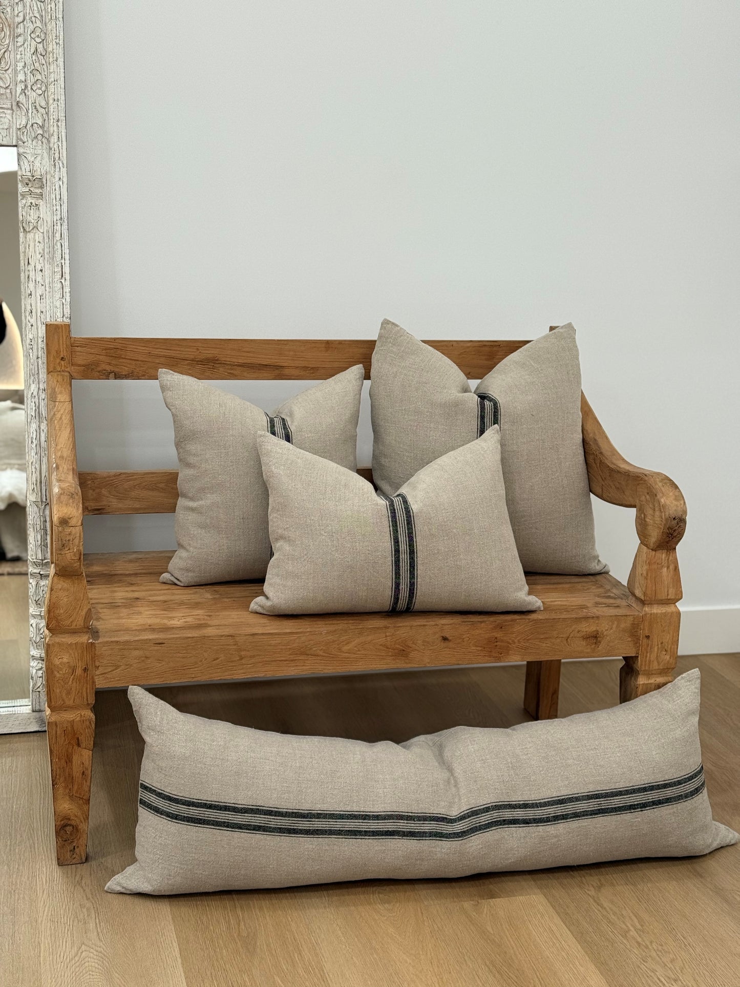 Puro Lino Cushion Cover Charcoal Stripes 40X120Cm