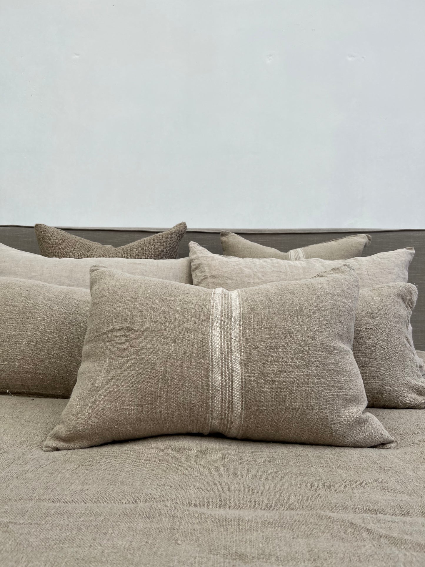 Puro Lino Cushion Cover White Stripes 40X60Cm