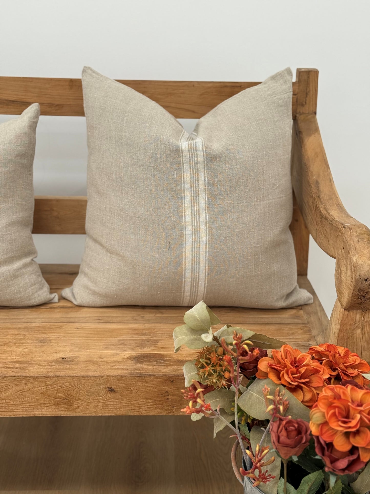 Puro Lino Cushion Cover White Stripes 60X60Cm