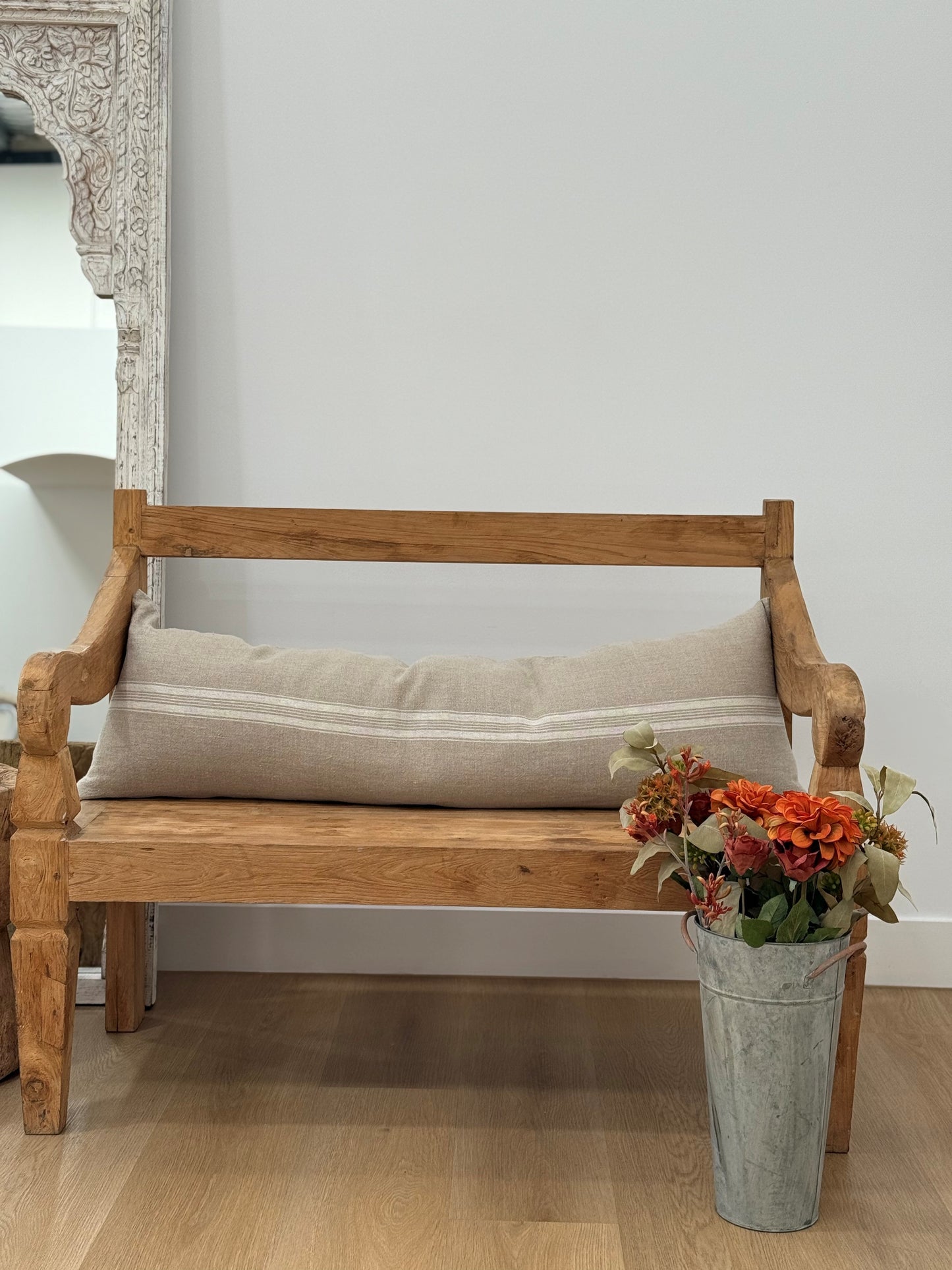 Puro Lino Cushion Cover White Stripes 40X120Cm