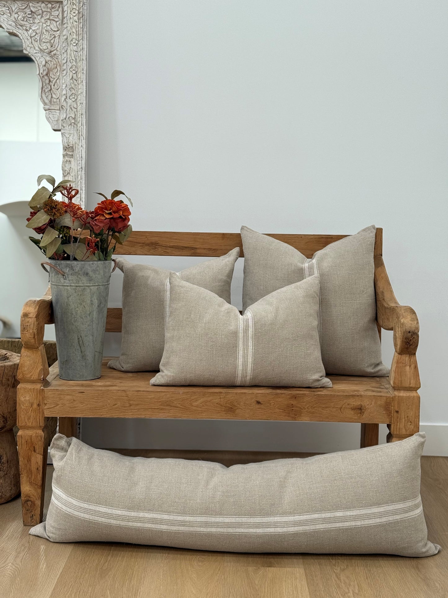 Puro Lino Cushion Cover White Stripes 60X60Cm