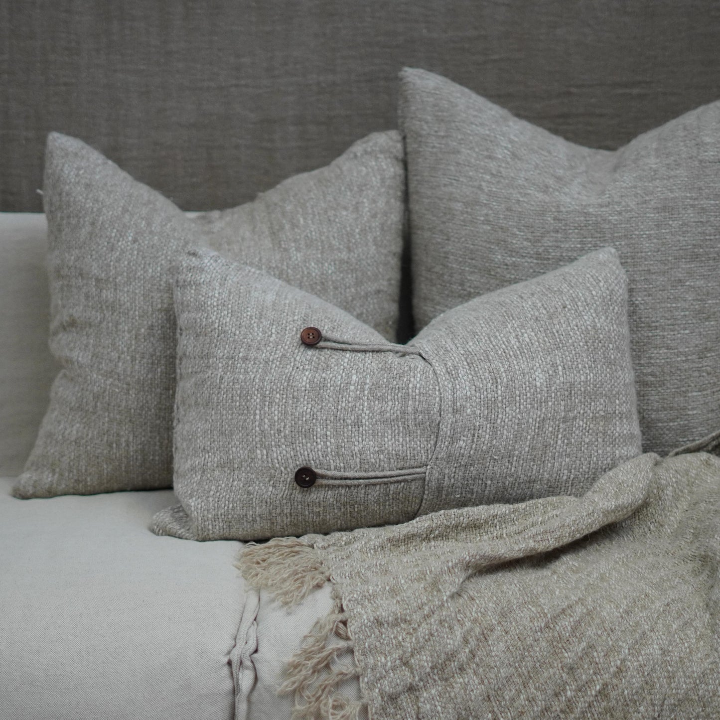 Felix Linen Cushion Cover Natural/White 40X60Cm