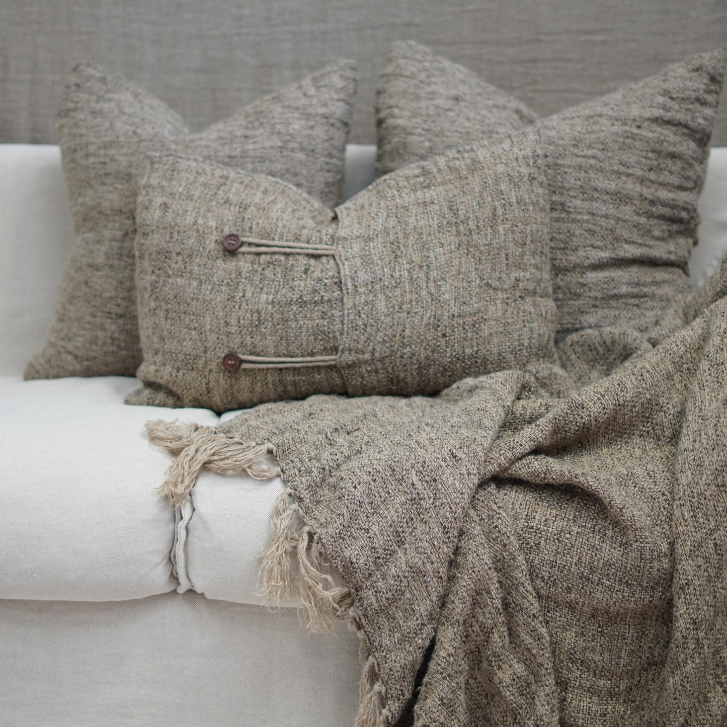 Felix Linen Cushion Cover Natural/Charcoal Woven 40X60Cm