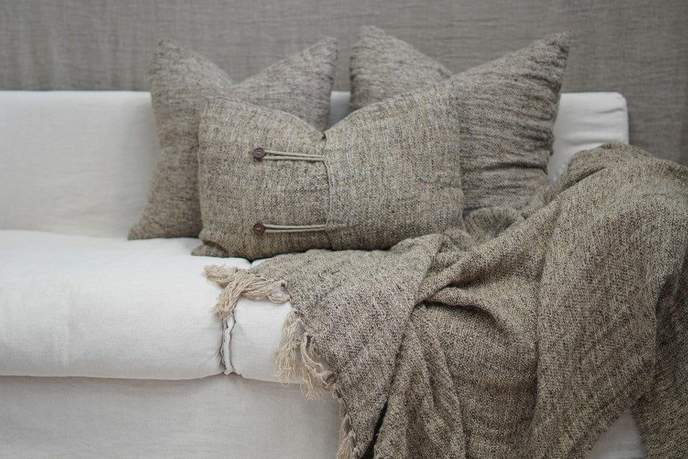 Felix Linen Cushion Cover Natural & Charcoal Woven 50X50Cm