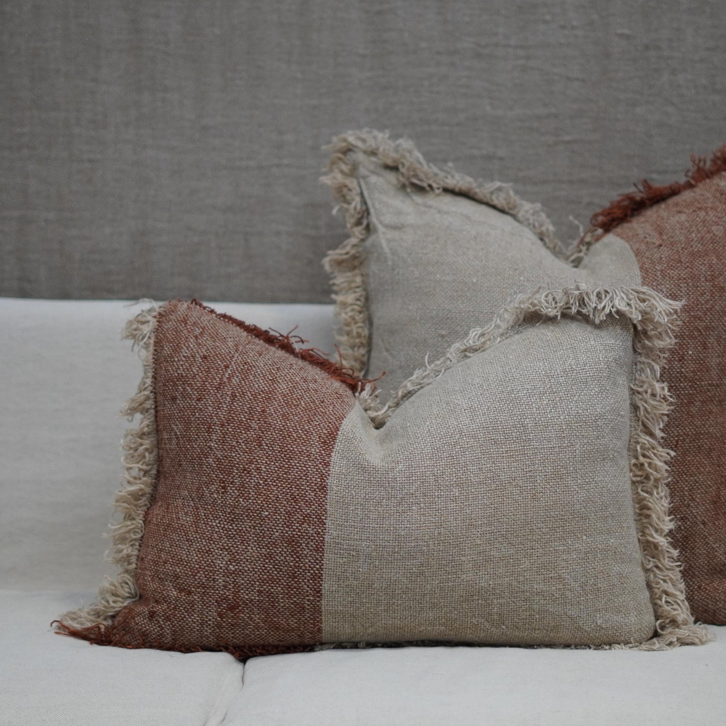 Hugo Linen Cushion Cover Rust / Natural 40X60Cm