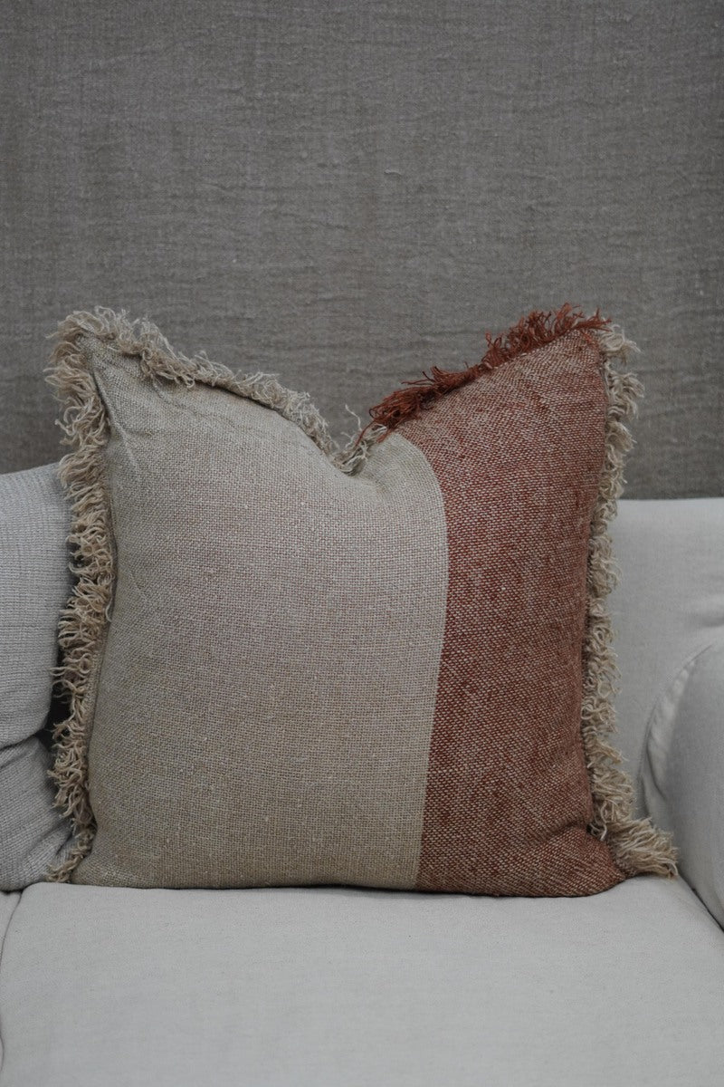 Hugo Linen Cushion Cover Rust / Natural 50X50Cm