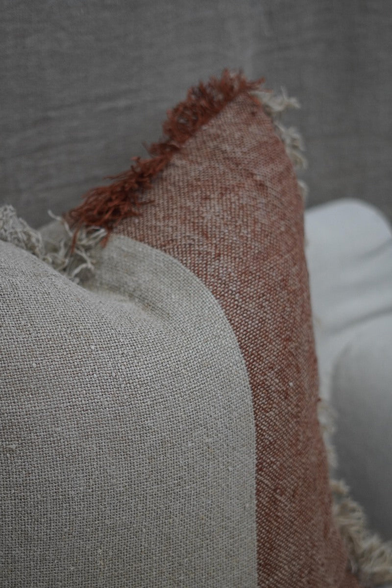 Hugo Linen Cushion Cover Rust / Natural 50X50Cm