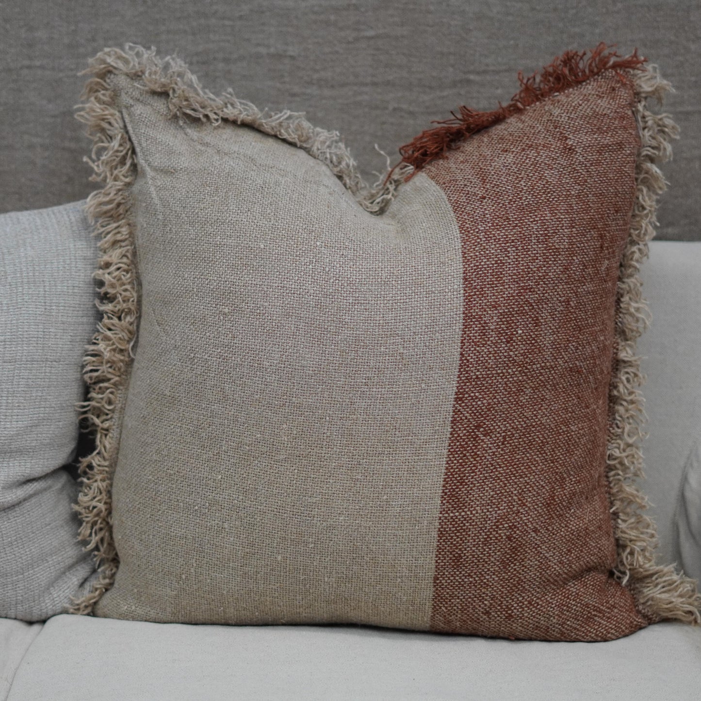 Hugo Linen Cushion Cover Rust / Natural 60X60Cm