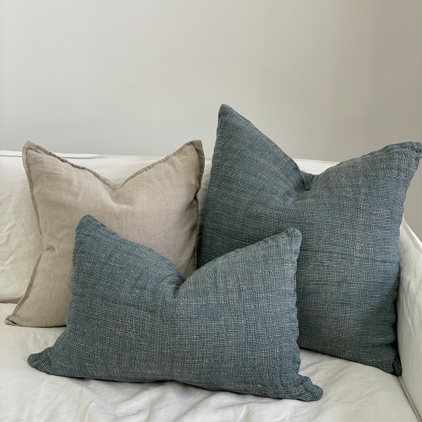 Audrey Cushion Cover Celestial Blue + Natural 40X60Cm