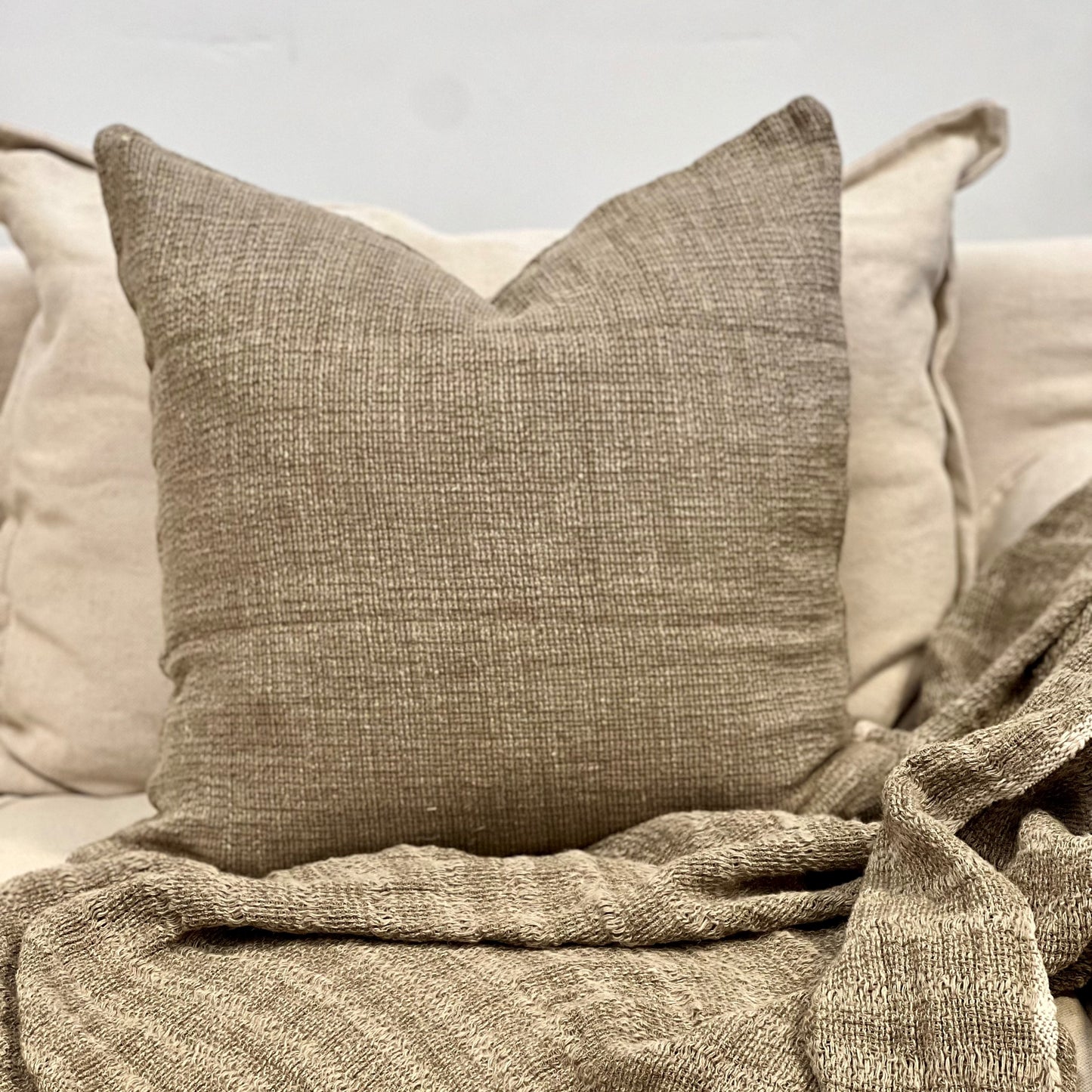 Audrey Linen Cushion Cover Olive 50X50Cm