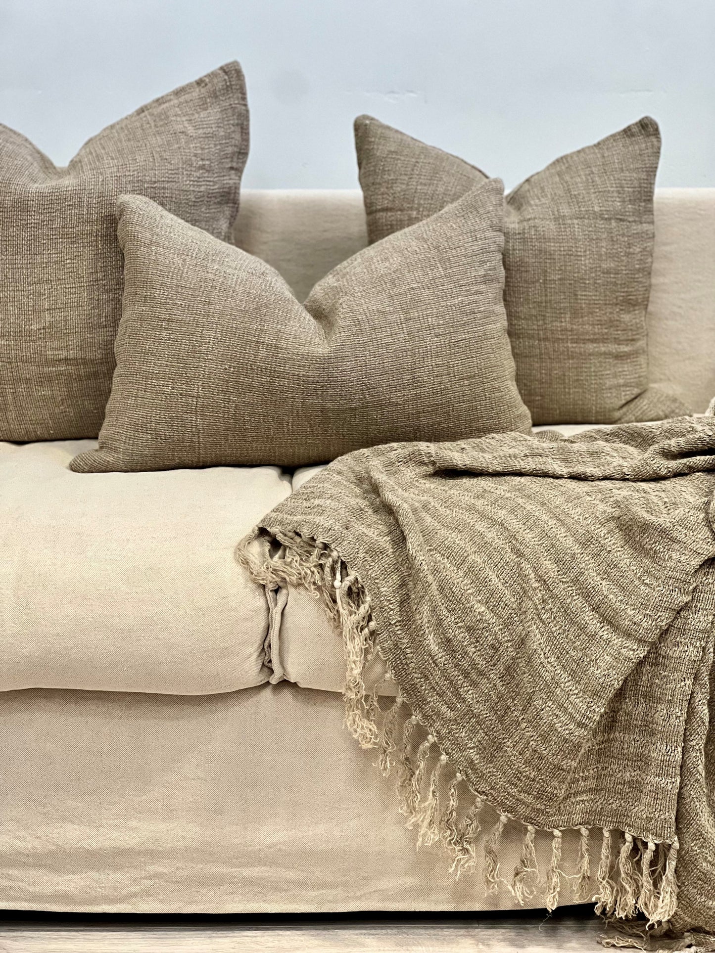 Audrey Linen Cushion Cover Olive 50X50Cm
