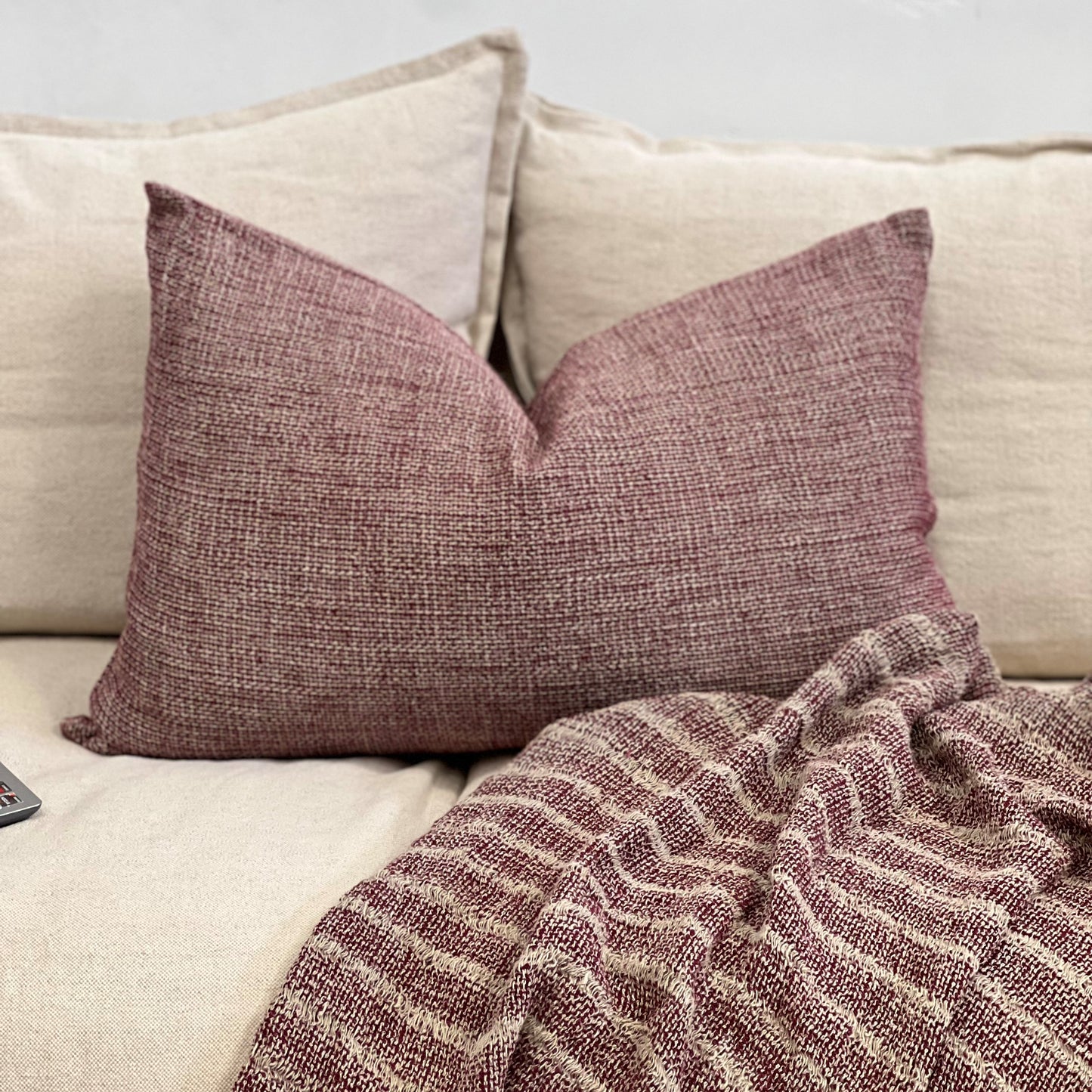 Audrey Linen Cushion Cover Burgundy 40X60Cm
