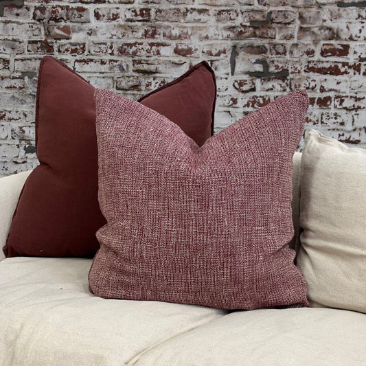 Audrey Linen Cushion Cover Burgundy 60X60Cm