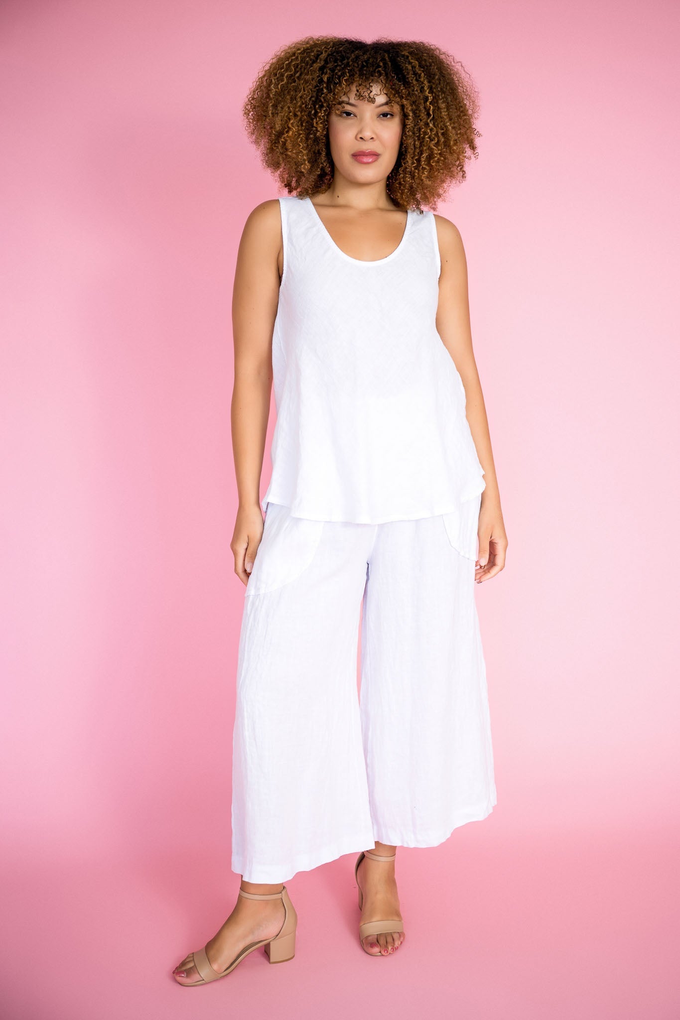 Camio Linen Tank Top | White