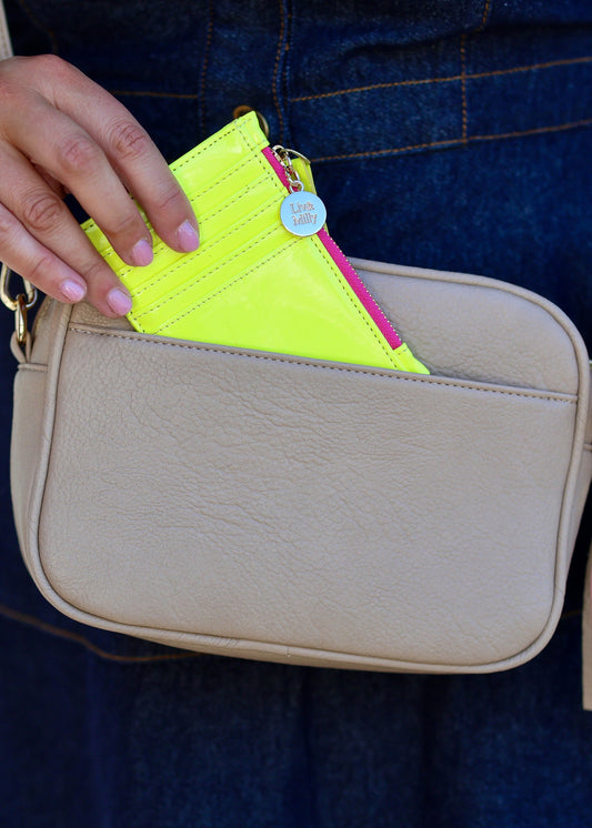 Card Wallet- Neon Patent Yellow