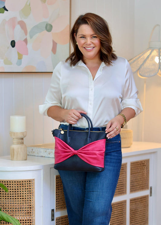 Charlotte Navy / Pink Bow