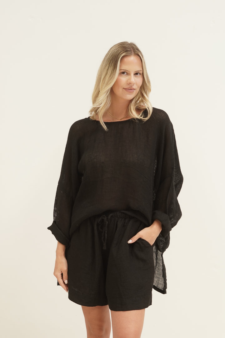 Valentina Top Black Mesh